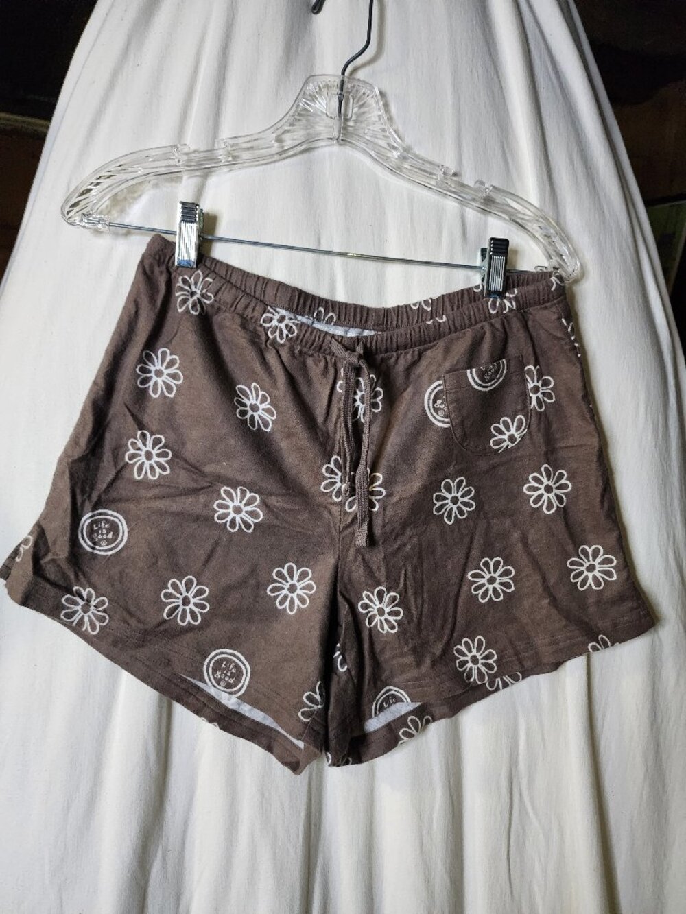 Life is Good Brown-White 100% Cotton Soft Shorts